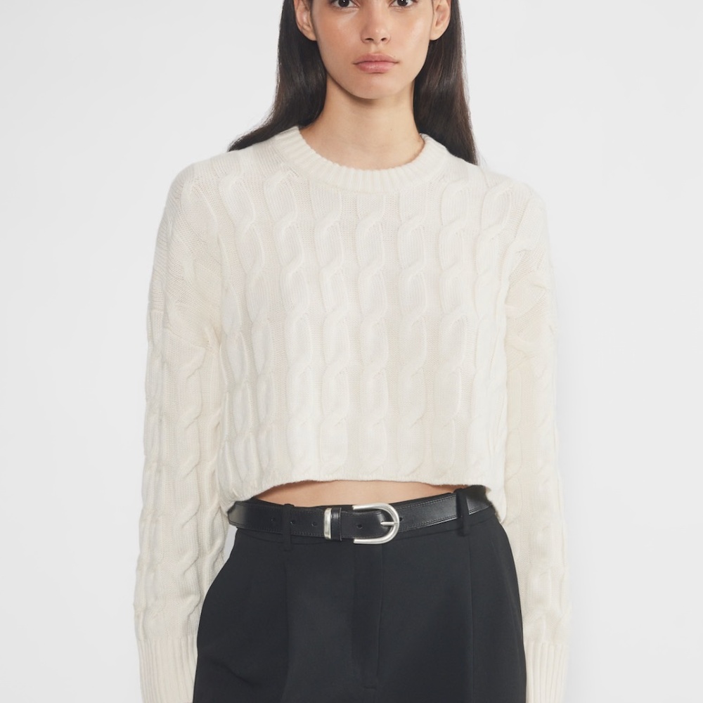 Aritzia Glory Merino Wool Sweater, cropped cable knit, XS